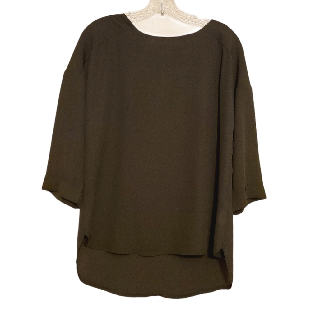 Anthropologie W5 | Women's Black Scoopneck 3/4 Sleeve Blouse (Size Small)